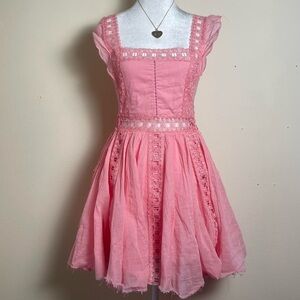 Pink Lace Trim Free People Verona Dress